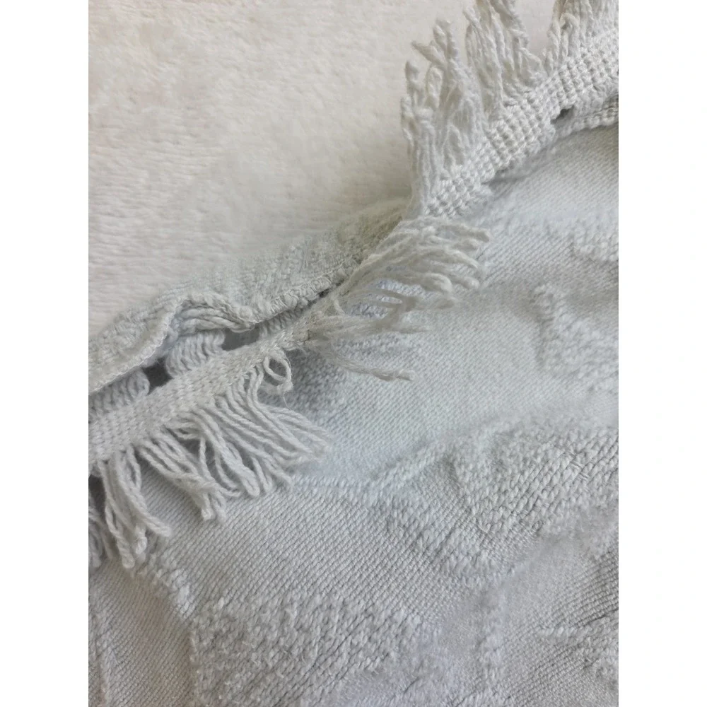 VTG Y2k Crown‎ Crafts Matelasse Bedspread Medallion Fringed Blue Full 